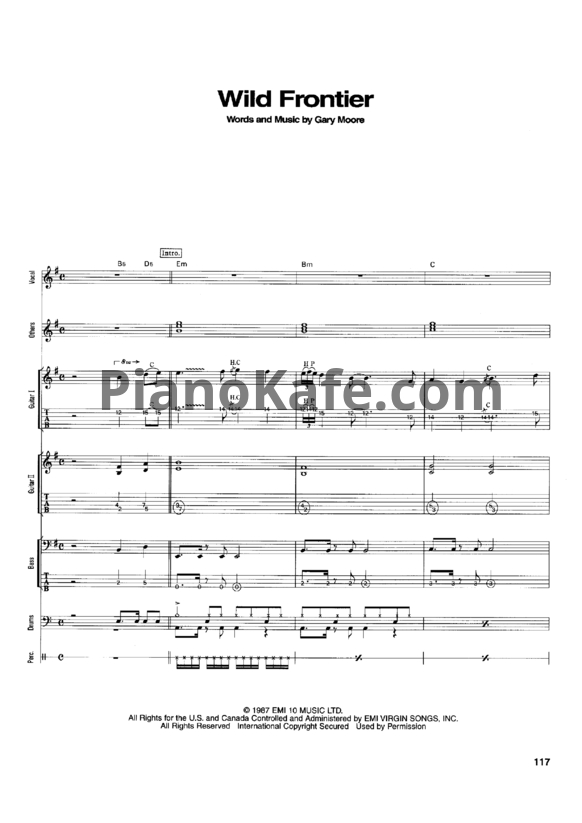Ноты Gary Moore - Wild frontier (Партитура) - PianoKafe.com