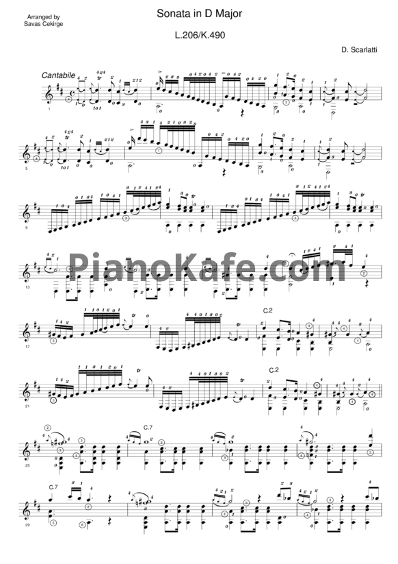 Ноты Д. Скарлатти - Соната K490/L206 - PianoKafe.com