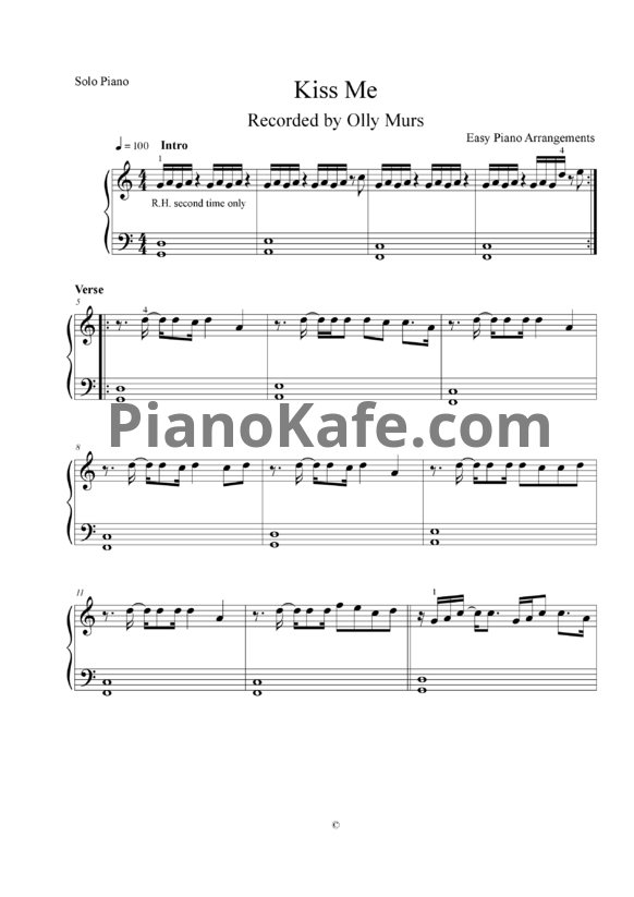 Ноты Olly Murs - Kiss me - PianoKafe.com
