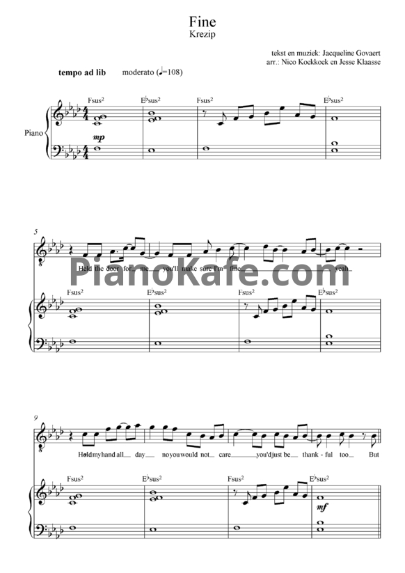 Ноты Krezip - Fine - PianoKafe.com