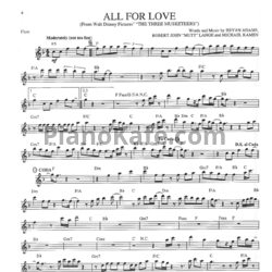 Ноты Bryan Adams, Rod Stewart, Sting - All for Love (Переложение для флейты) - предпросмотр