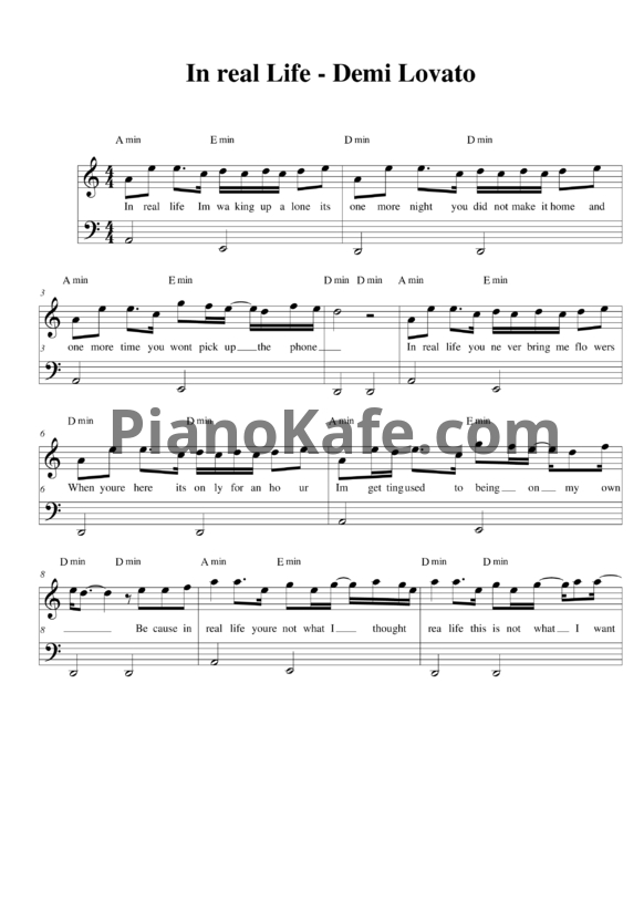 Ноты Demi Lovato - In real life - PianoKafe.com