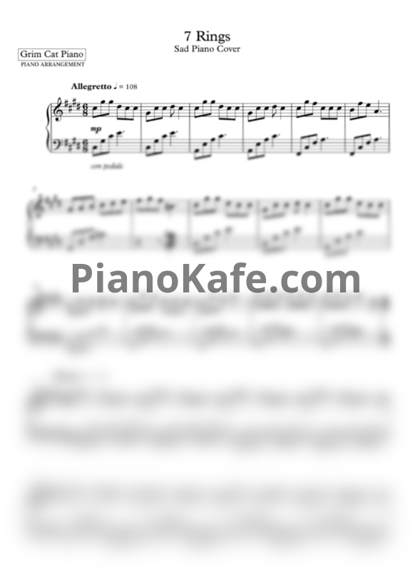 Ноты Ariana Grande - 7 rings (Версия 2) - PianoKafe.com