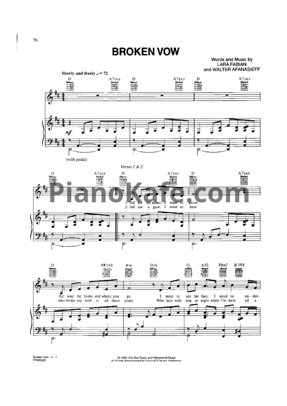 Ноты Josh Groban - Broken vow - PianoKafe.com