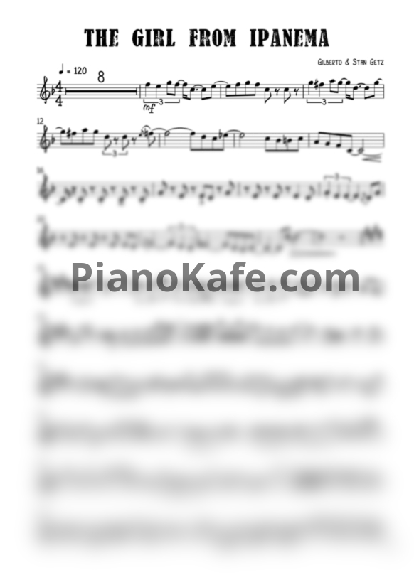 Ноты Astrud Gilberto & Stan Getz - Girl from Ipanema - PianoKafe.com