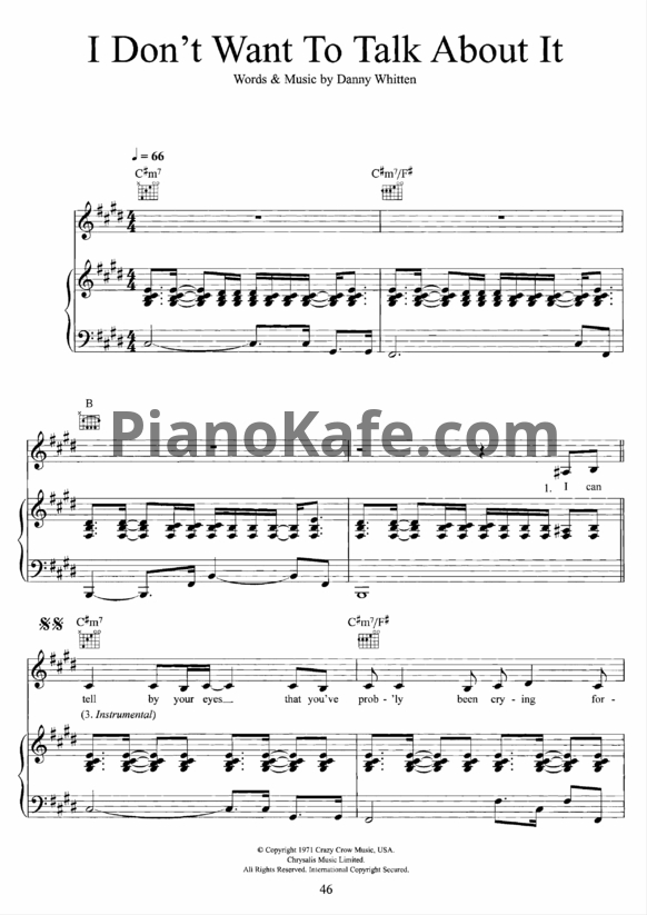 Ноты Crazy Horse - I don't want to talk about it - PianoKafe.com