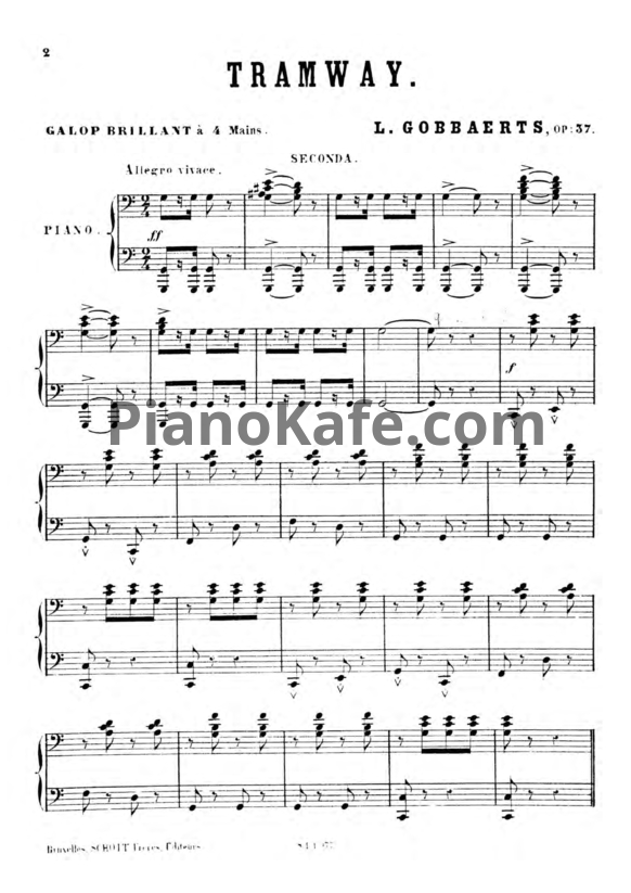 Ноты Л. Гоббартс - Трамвай-галоп для фортепианного дуэта (Op. 37) - PianoKafe.com