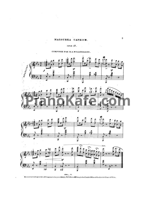 Ноты Герман Волленгаупт - Мазурка-каприс (Соч. 17) - PianoKafe.com