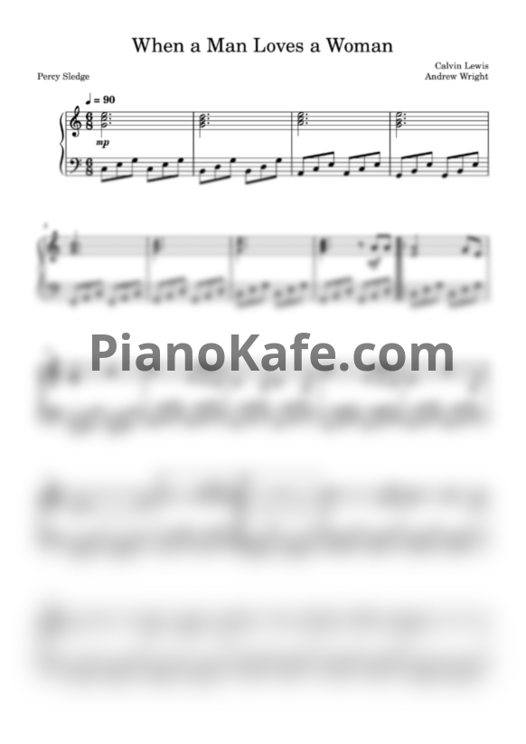 Ноты Percy Sledge - When a man loves a woman (Переложение для фортепиано) - PianoKafe.com