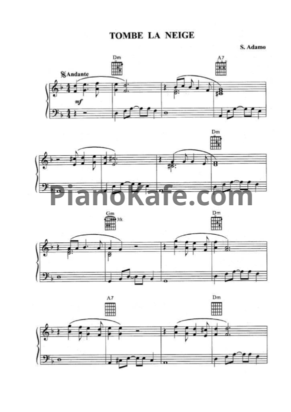Ноты Salvatore Adamo - Tombe la neige (version 3) - PianoKafe.com