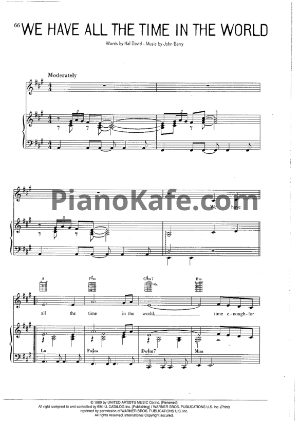 Ноты Louis Armstrong - We Have All the time in the world - PianoKafe.com