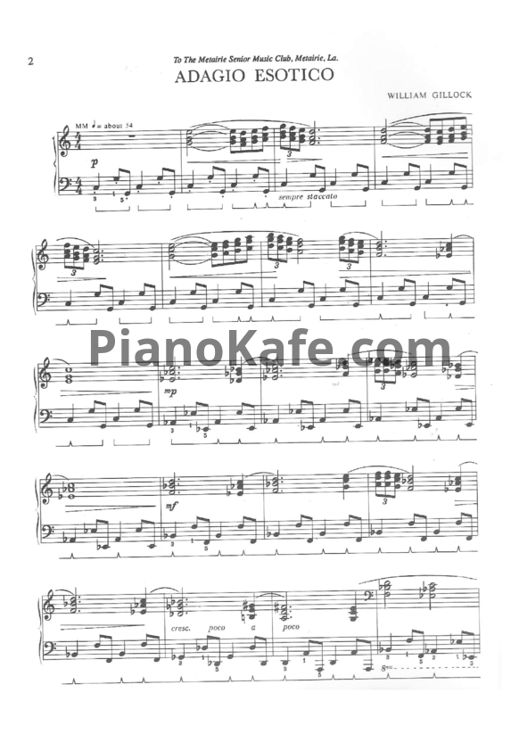 Ноты William Gillock - Adagio esotico - PianoKafe.com