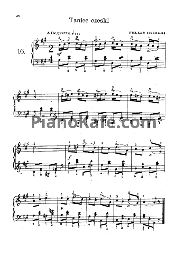 Ноты Ф. Рыбицкий - Taniec czeski (Чешский танец) - PianoKafe.com