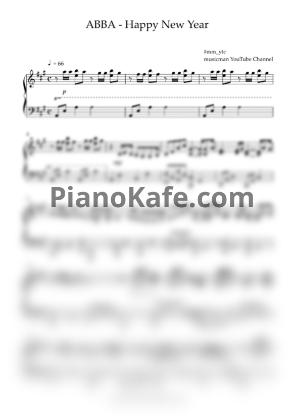 Ноты ABBA - Happy New Year (musicman cover) - PianoKafe.com