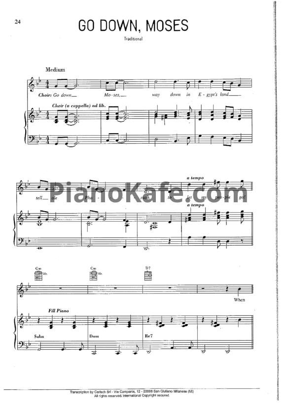 Ноты Louis Armstrong - Go down, moses (Версия 3) - PianoKafe.com