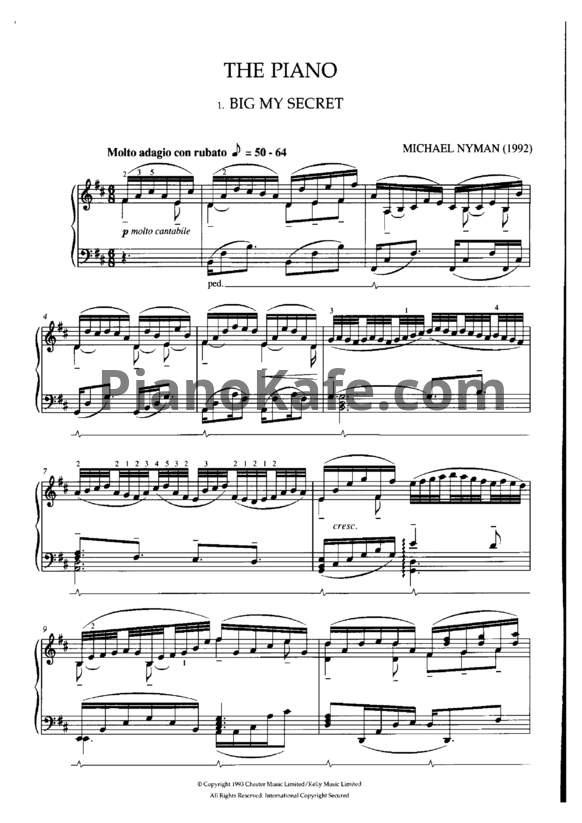 Ноты Michael Nyman - The piano (Книга нот) - PianoKafe.com
