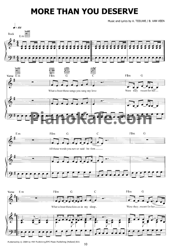 Ноты Anouk - More than you deserve - PianoKafe.com