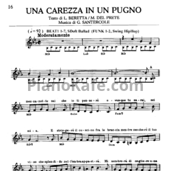Ноты Adriano Celentano - Una carezza in un pugno - предпросмотр