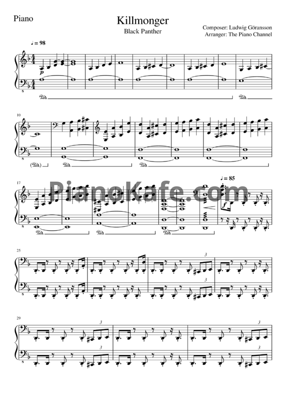 Ноты Ludwig Göransson - Killmonger - PianoKafe.com