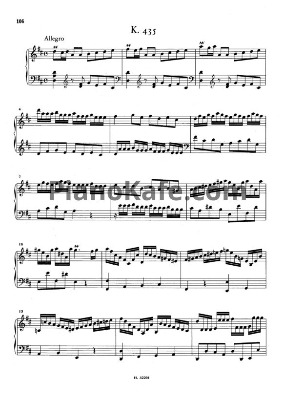 Ноты Д. Скарлатти - Соната K435 - PianoKafe.com
