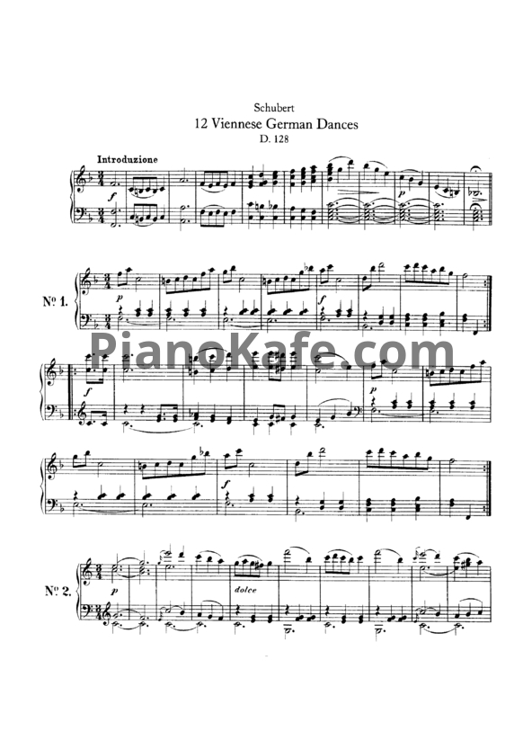 Ноты Франц Шуберт - 12 Венских немецких танцев (D 128) - PianoKafe.com
