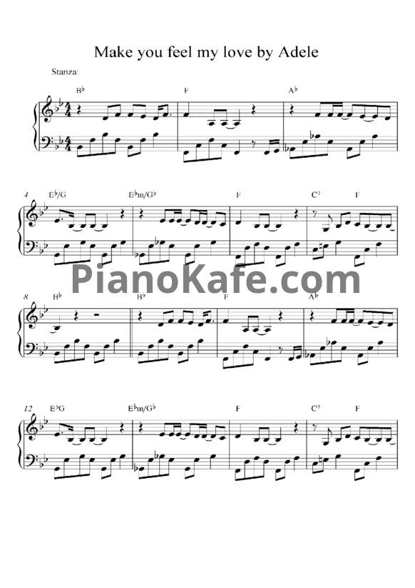 Ноты Adele - Make you feel my love - PianoKafe.com