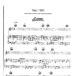 Ноты Backstreet Boys - Yes I will - предпросмотр