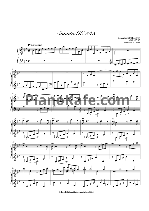 Ноты Д. Скарлатти - Соната K545 - PianoKafe.com
