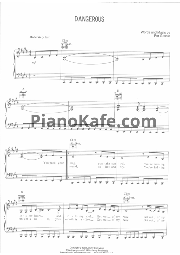 Ноты Roxette - Dangerous - PianoKafe.com
