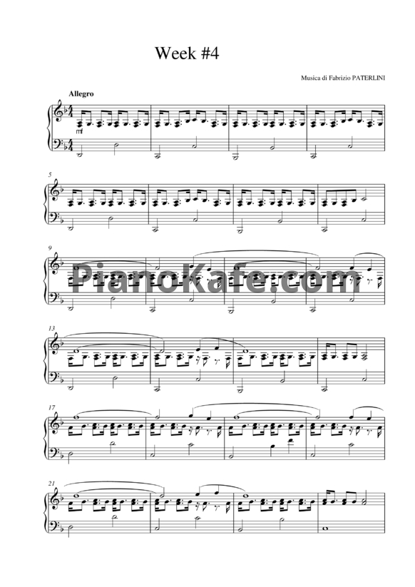 Ноты Fabrizio Paterlini - Week #4 - PianoKafe.com