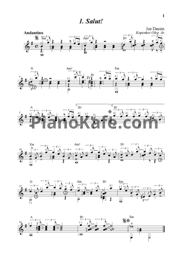 Ноты Joe Dassin - Salut - PianoKafe.com