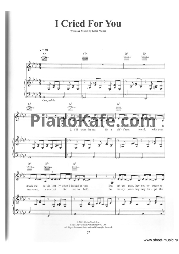 Ноты Katie Melua - I cried for you - PianoKafe.com