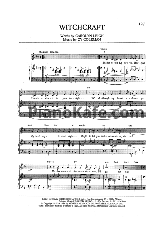 Ноты Frank Sinatra - Witchcraft - PianoKafe.com