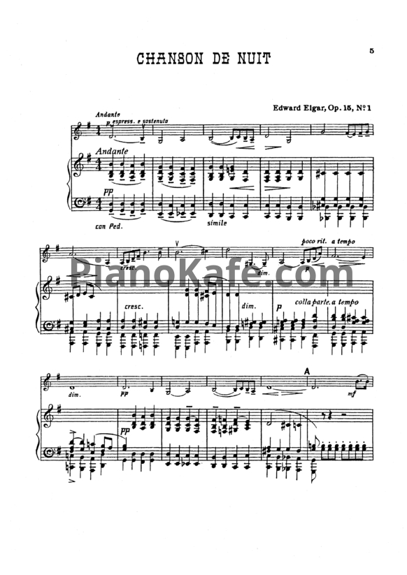 Ноты Эдуард Элгар - Chanson de nuit (Op. 15, №1) - PianoKafe.com