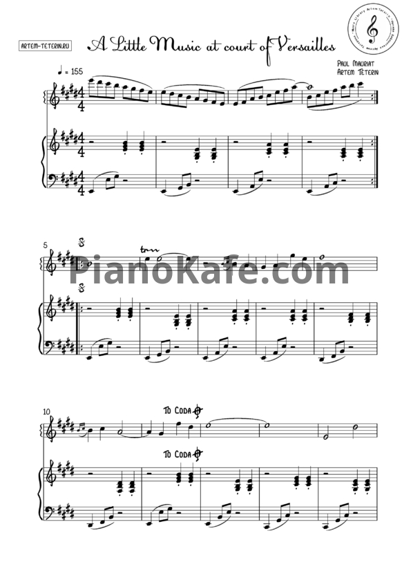 Ноты Paul Mauriat - A little music at court of versailles - PianoKafe.com