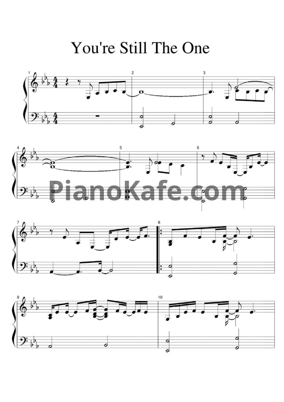 Ноты Shania Twain - You're still the one (Piano solo) - PianoKafe.com