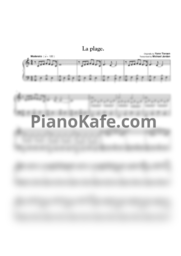 Ноты Yann Tiersen - La plage (Transcribed by Michael Jordan) - PianoKafe.com