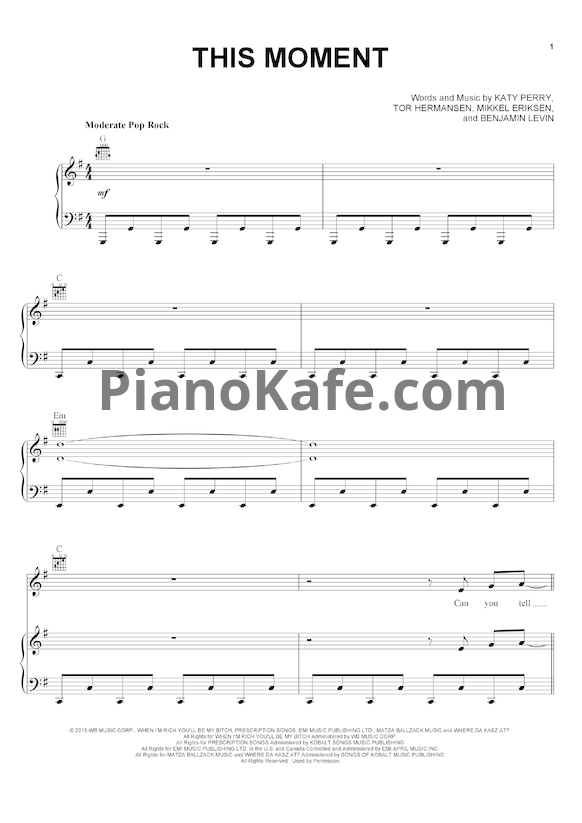 Ноты Katy Perry - This moment - PianoKafe.com