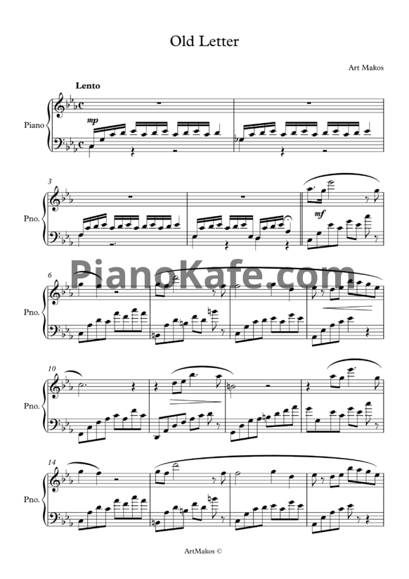 Ноты Art Makos - Old letter - PianoKafe.com