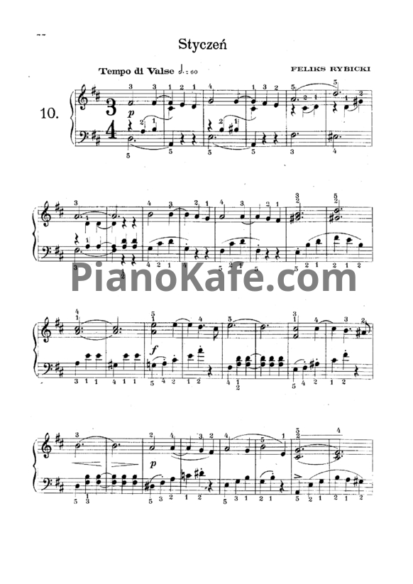 Ноты Ф. Рыбицкий - Styczen (Январь) - PianoKafe.com