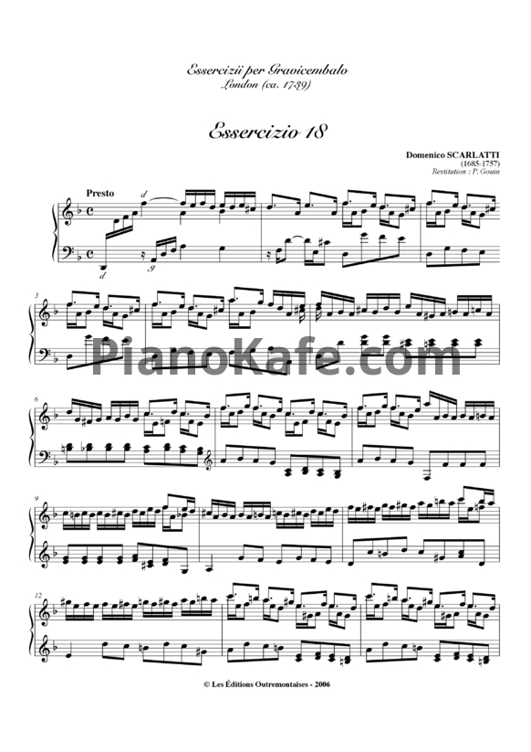 Ноты Д. Скарлатти - Соната K18 - PianoKafe.com