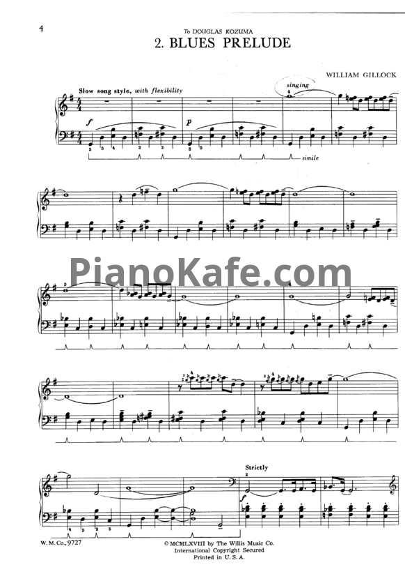 Ноты William Gillock - Blues prelude - PianoKafe.com