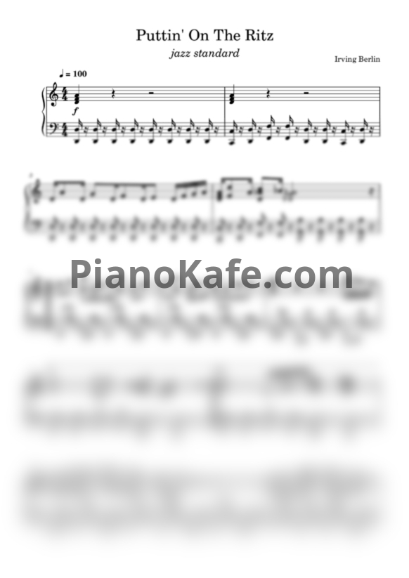 Ноты Irving Berlin - Puttin’ On The Ritz (Jazz Standard) - PianoKafe.com