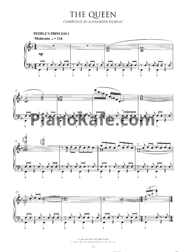 Ноты Alexandre Desplat - The queen - PianoKafe.com