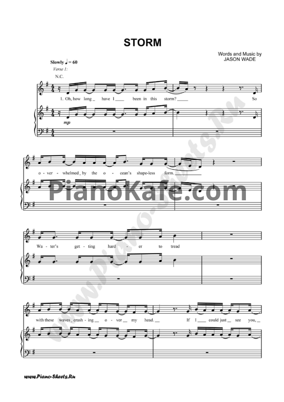 Ноты Lifehouse - Storm - PianoKafe.com