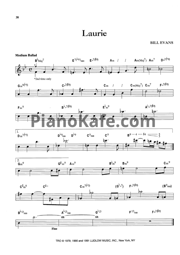 Ноты Bill Evans - Laurie - PianoKafe.com