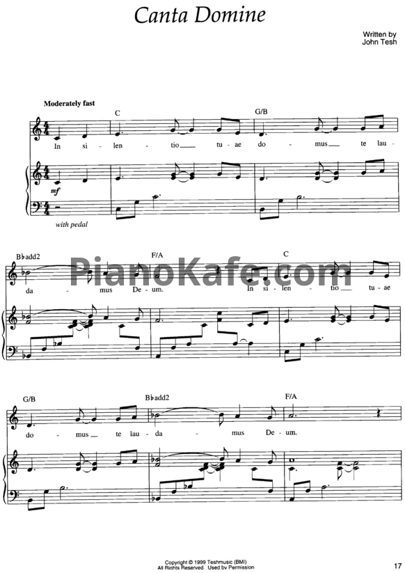 Ноты John Tesh - Canta Domine - PianoKafe.com