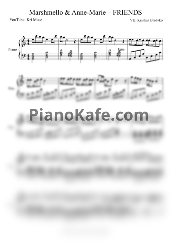 Ноты Marshmello & Anne-Marie - Friends - PianoKafe.com