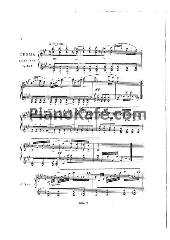 Ноты Карл Черни - Экспромт или вариации на тему из оперы Вебера "Оберон", Op. 134 - PianoKafe.com