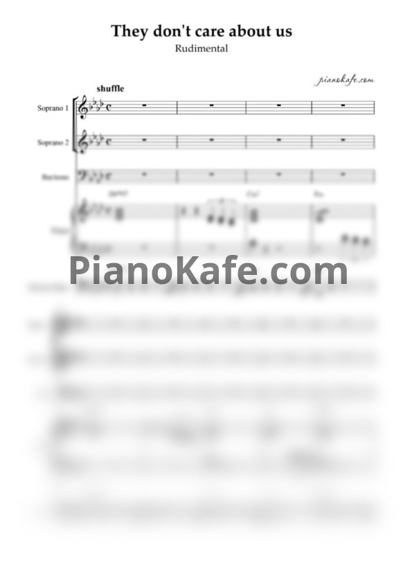 Ноты Rudimental feat. Maverick Sabre & Yebba - They don't care about us (Партитура) - PianoKafe.com